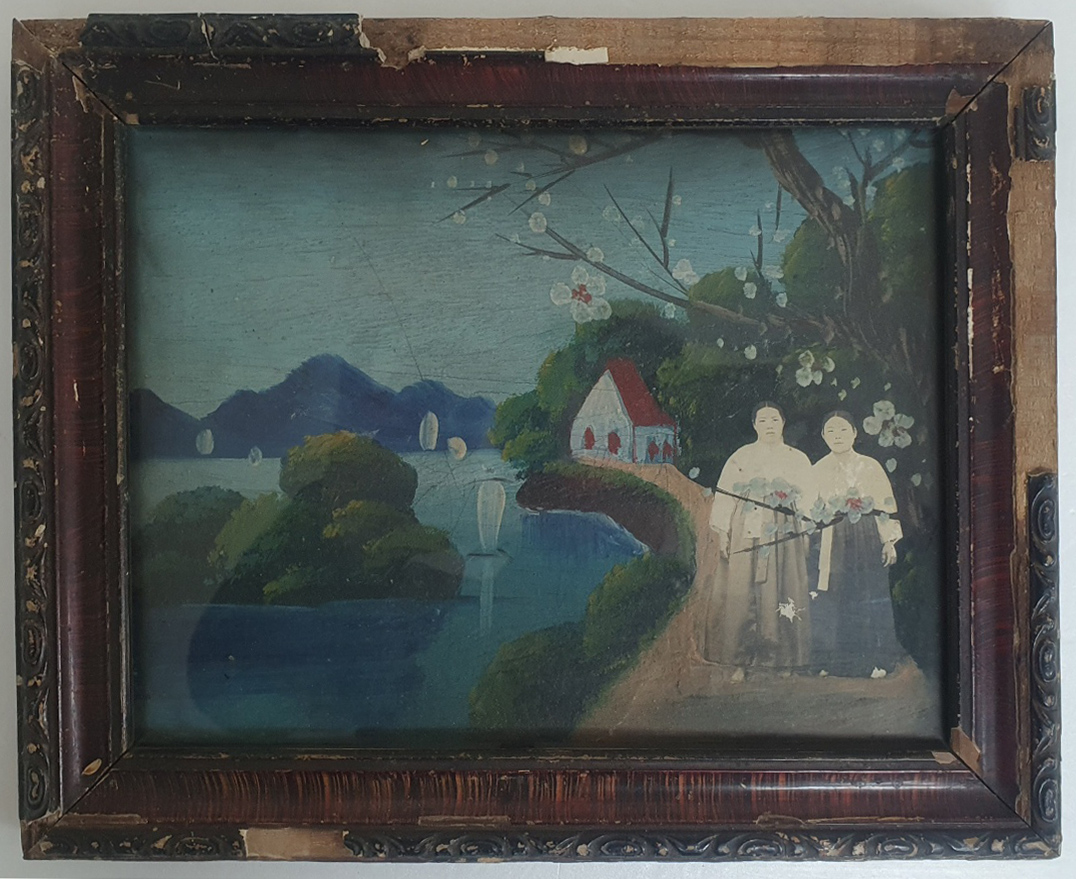 일제시대 기생모습이 있는 나무캔버스 유화