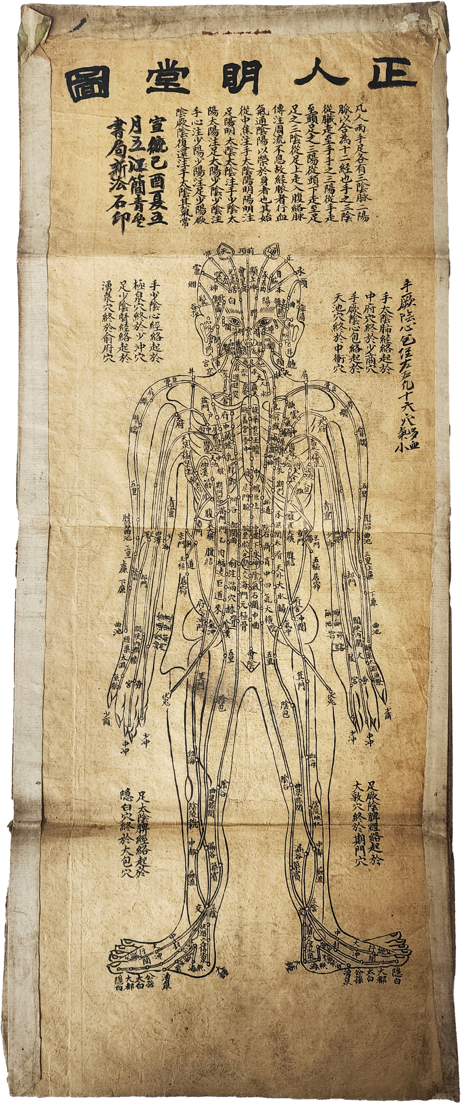 1909년 상해 簡靑參書局에서 발행한 인체경혈도 4점