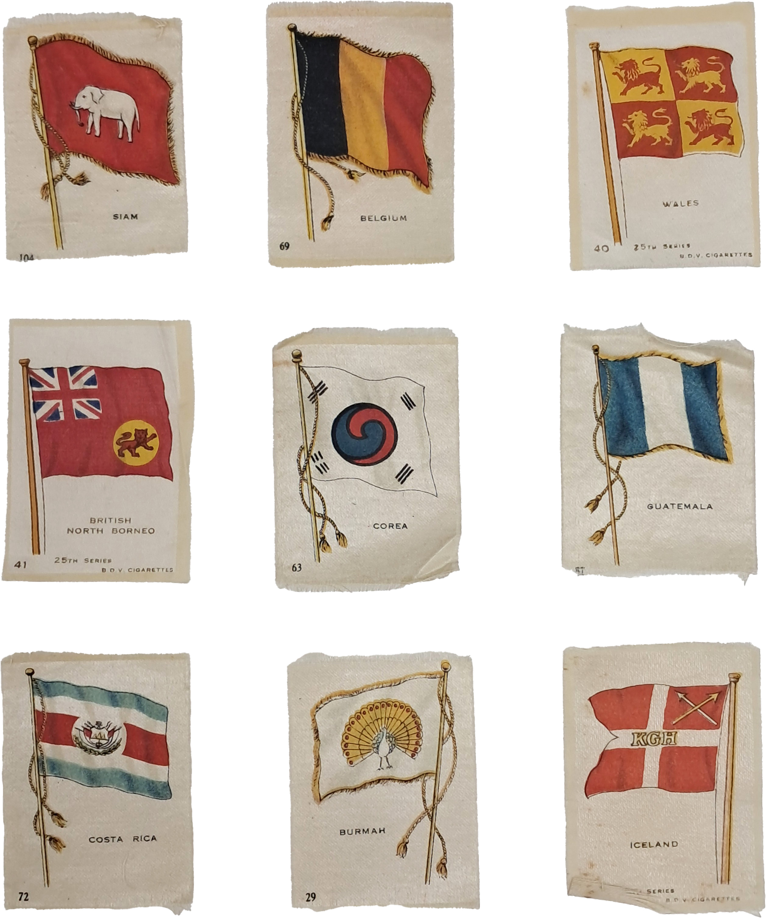[46] 1900~1910년 발행 실크 태극기를 비롯한 국기 9점