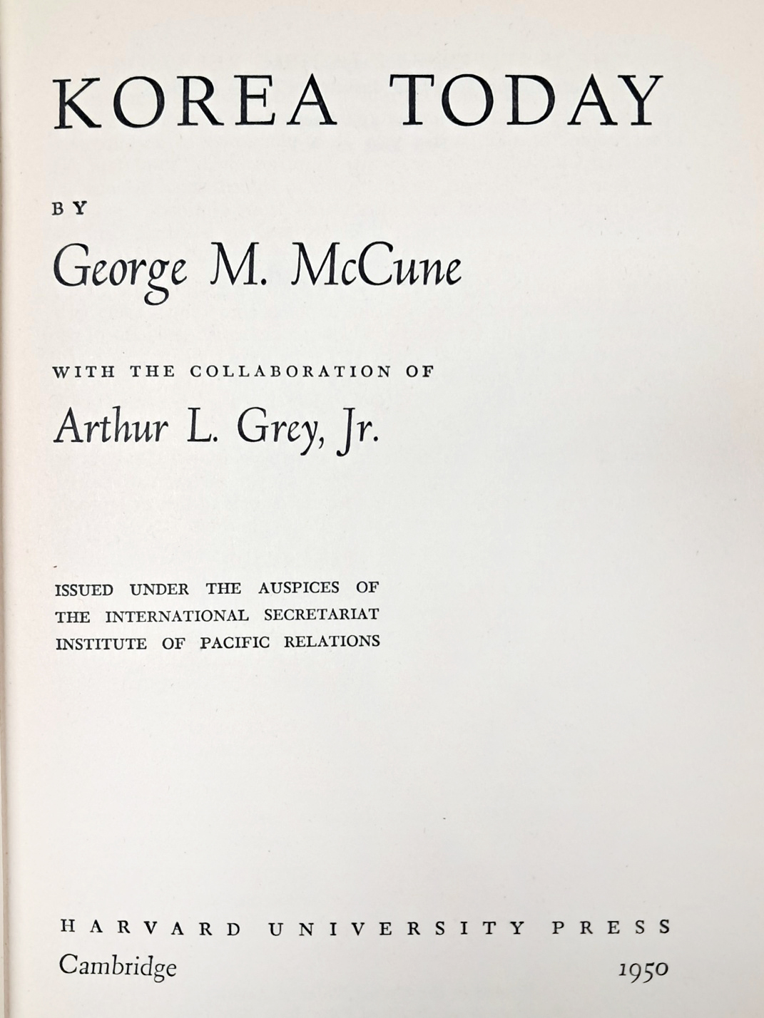 미국 최초 한국학자 조지 맥큔의 [Korea Today]