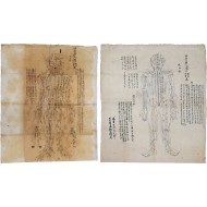 [136] 경혈에 침을 놓기 위해 그려진 명당도(明堂圖)와 동인도(銅人圖) 인체 전후면 필사 문서 2점