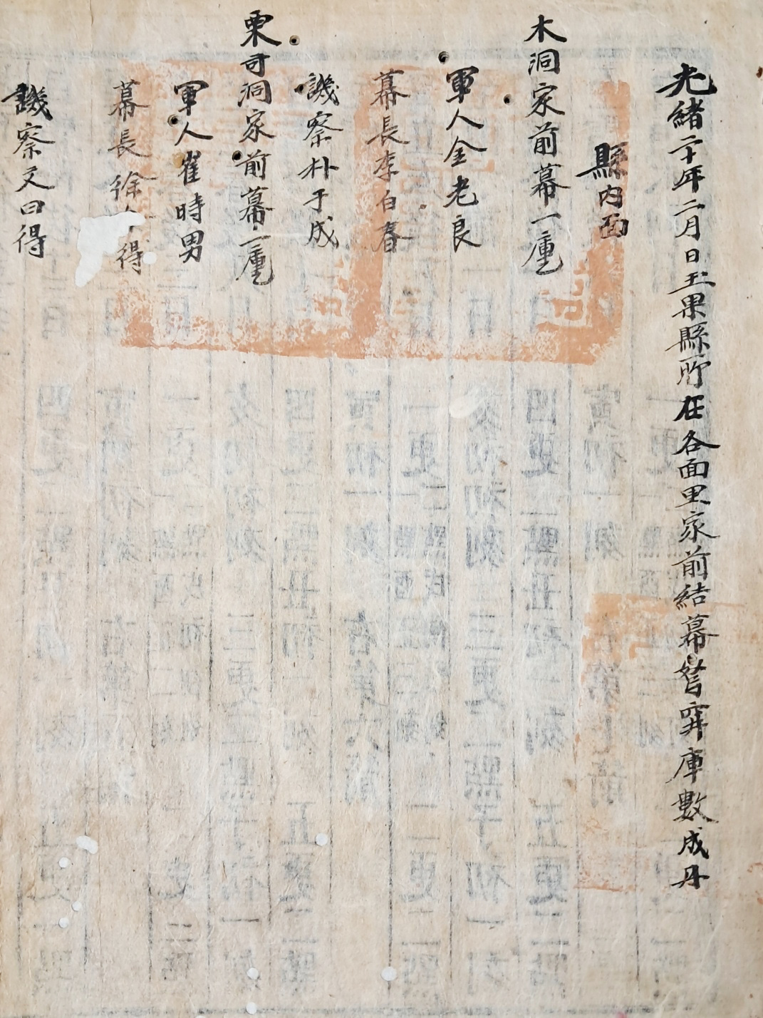 [옥과현·창평현소재각면리가전결막노정고수성책 玉果縣·昌平縣所在各面里家前結幕弩穽庫數成冊] 등