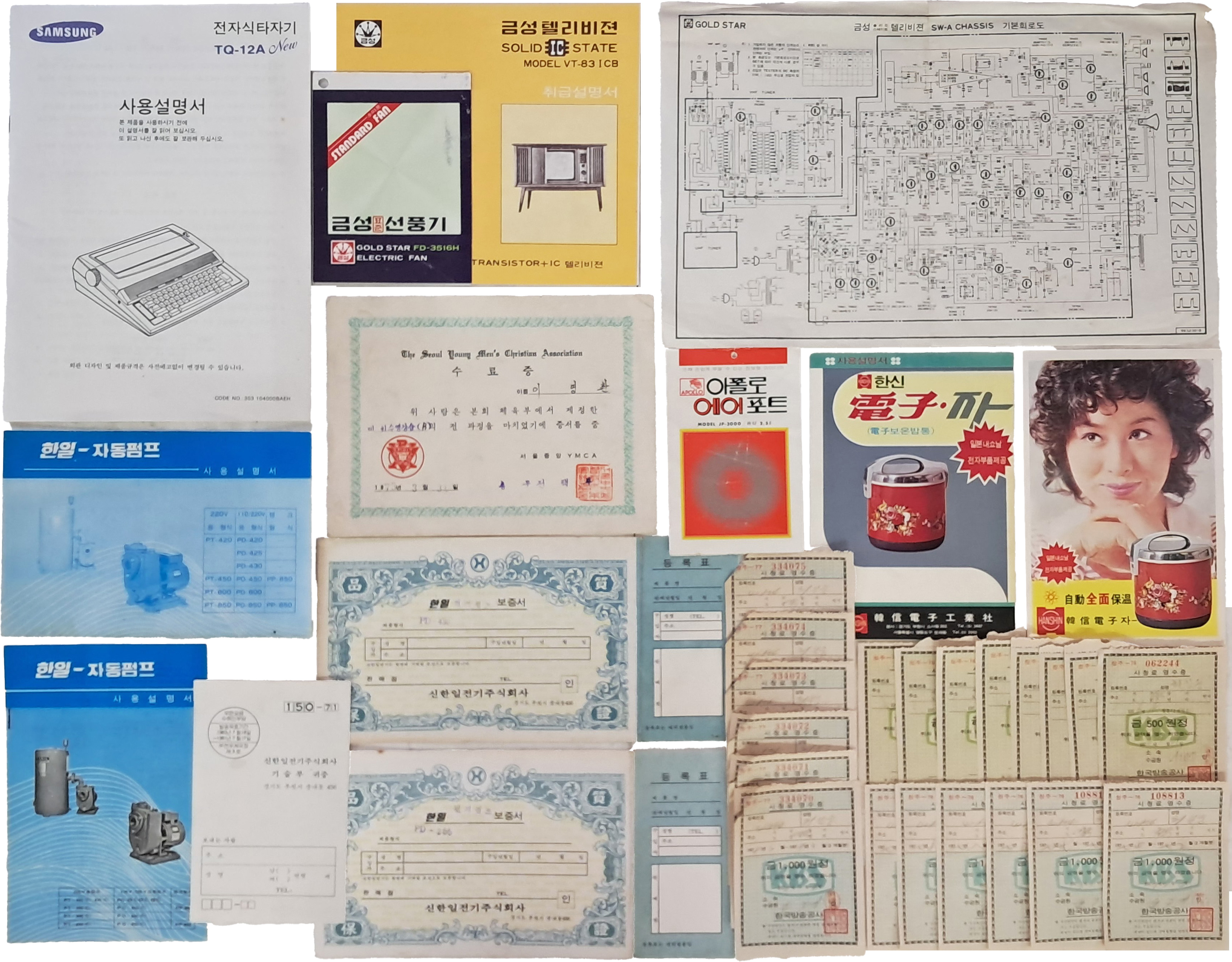 [153] 70년대 가전제품 카다로그 9종 33점 일괄