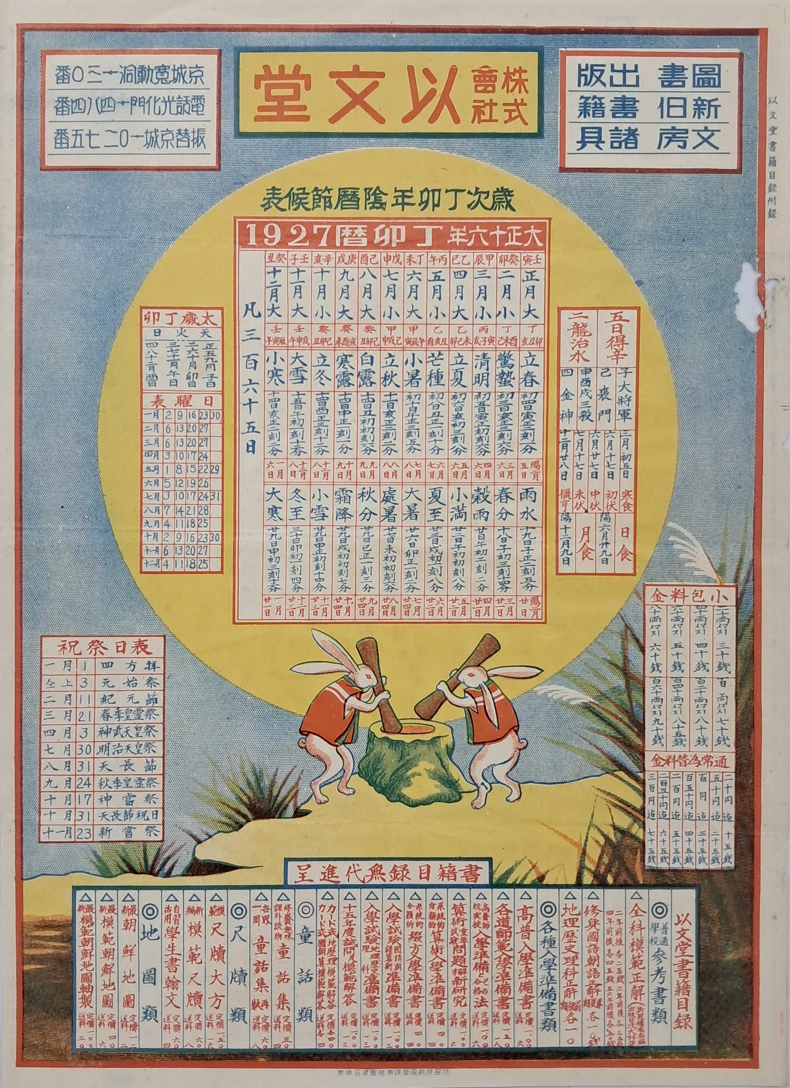 [57] 1927년 이문당(以文堂) 정묘년 절후표