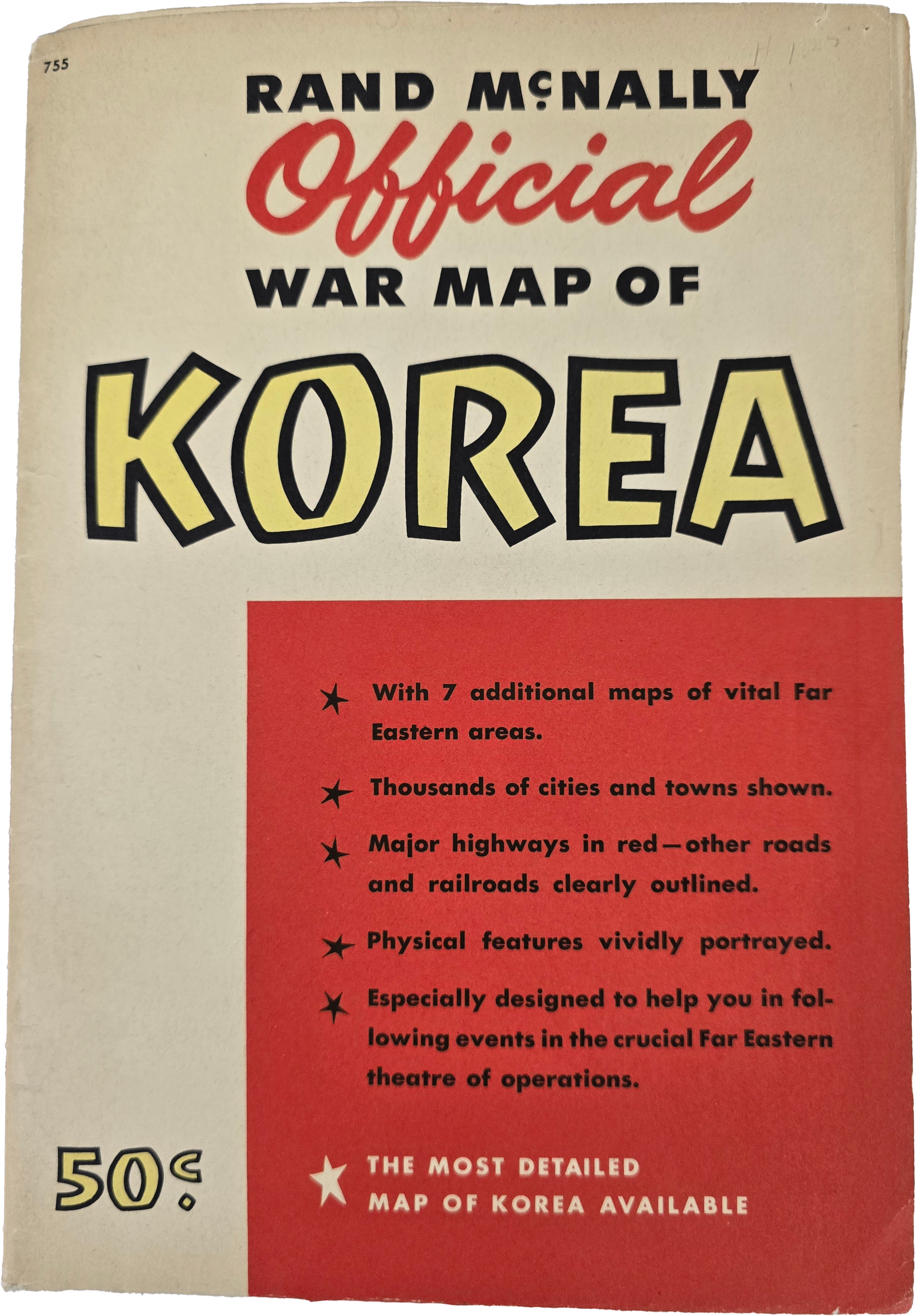 공식 한국전쟁 지도 Rand McNally Official War Map of Korea