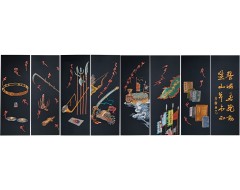 [95] 충무공 이순신 8폭 자수(刺繡) 병풍