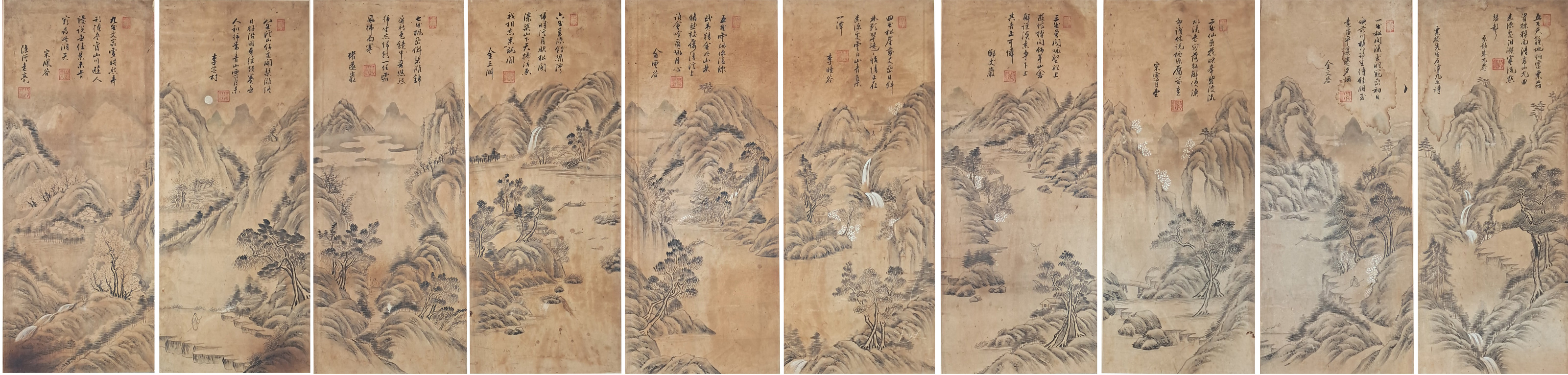 [157] 고산구곡시화도 10폭 병풍 高山九曲詩畵圖 十幅屛