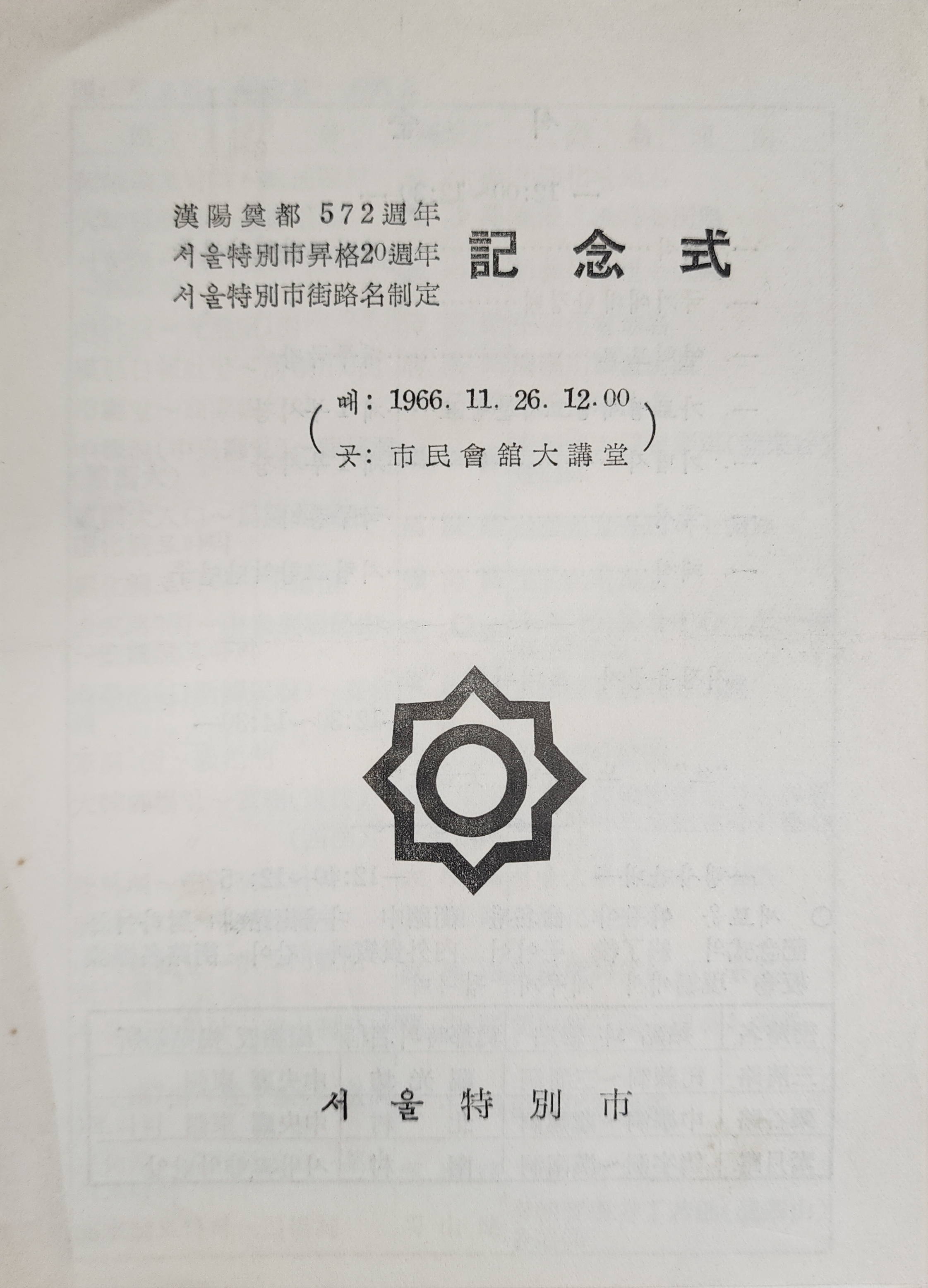 한양전도 572주년 서울특별시 승격 20주년 가로명 제정
