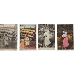 [17] 대바구니 장수와 사과 따는 여인 엽서 4점