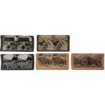 [195] 야생동물의 서식지, 구식군대 등의 모습이 담긴 스테레오 뷰 5점 일괄