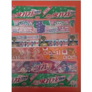 [41] 1970~1980년대에 인기 있었던 '쭈쭈바' 형태의 펜슬바 빙과인 '해태 맛기차' 봉지 6점