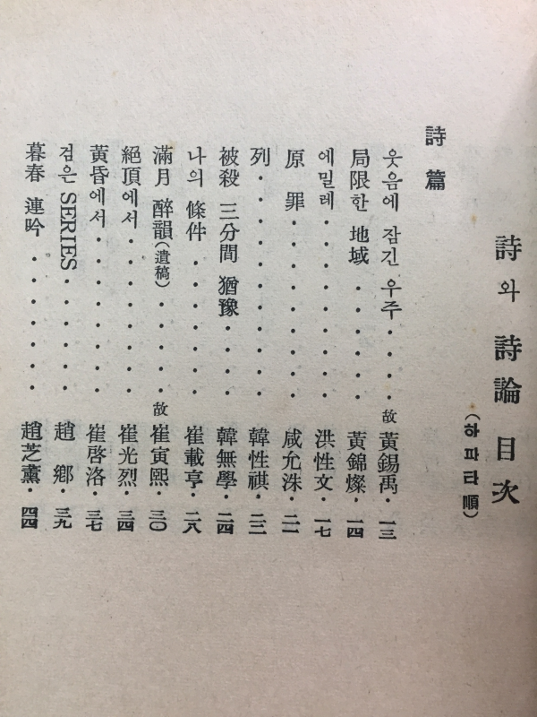 시와 시론(1958년 연간시집)