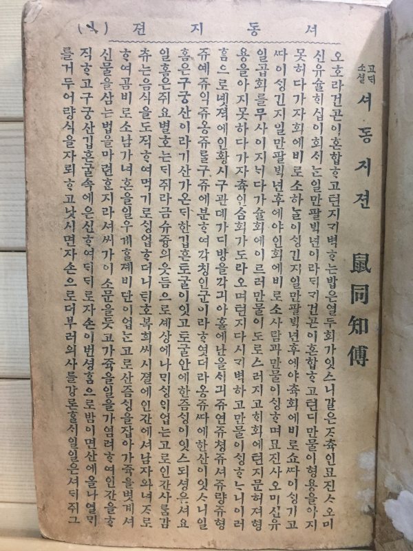 고대소설 서동지전(鼠同知傳)