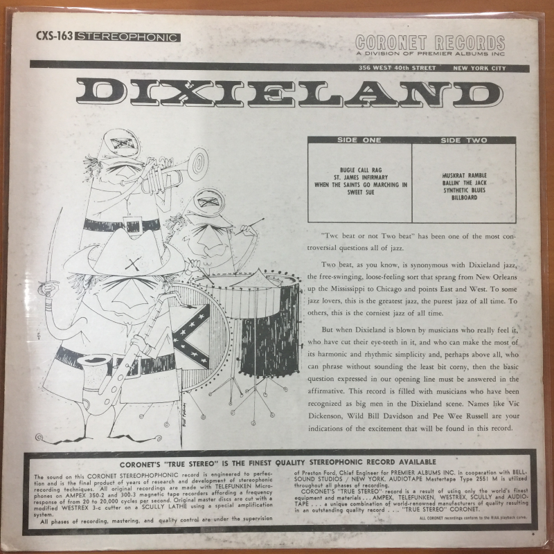 Pee Wee Russell - Dixieland LP VG+ CXS 163 Vinyl Record Deep Groove