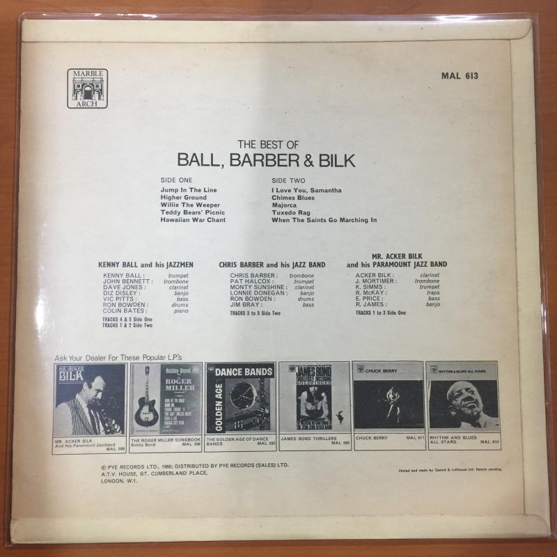 Kenny Ball Chris Barber & Acker Bilk ‎- The Best Of Ball, Barber & Bilk LP Jazz