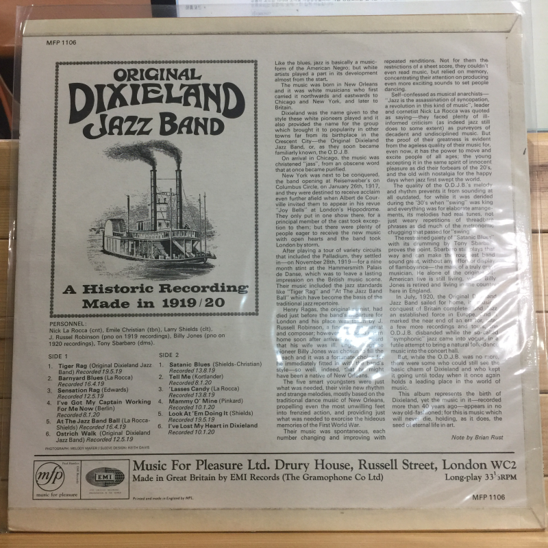 Original Dixieland Jazz Band ‎– A Historic Recording Made In 1919/20