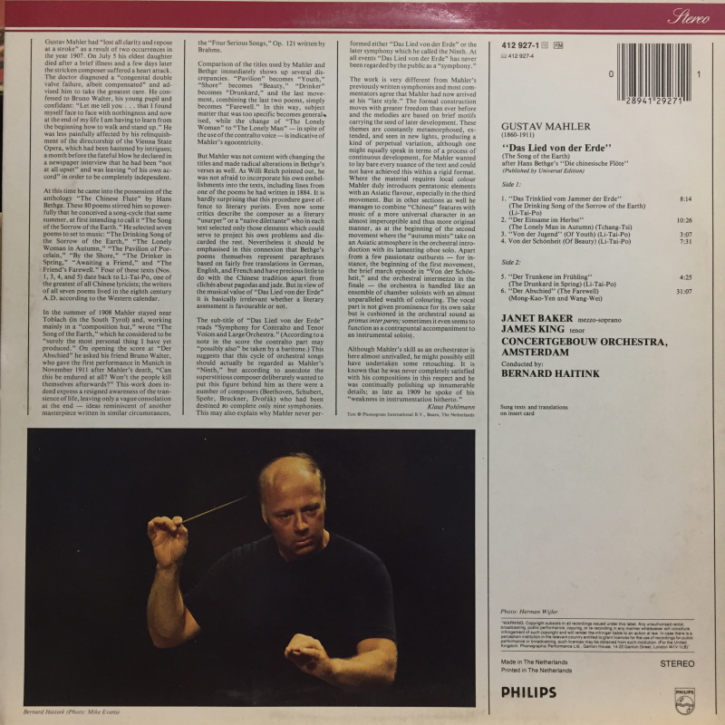 MAHLER DAS LIED VON DER ERDE BERNARD HAITINK