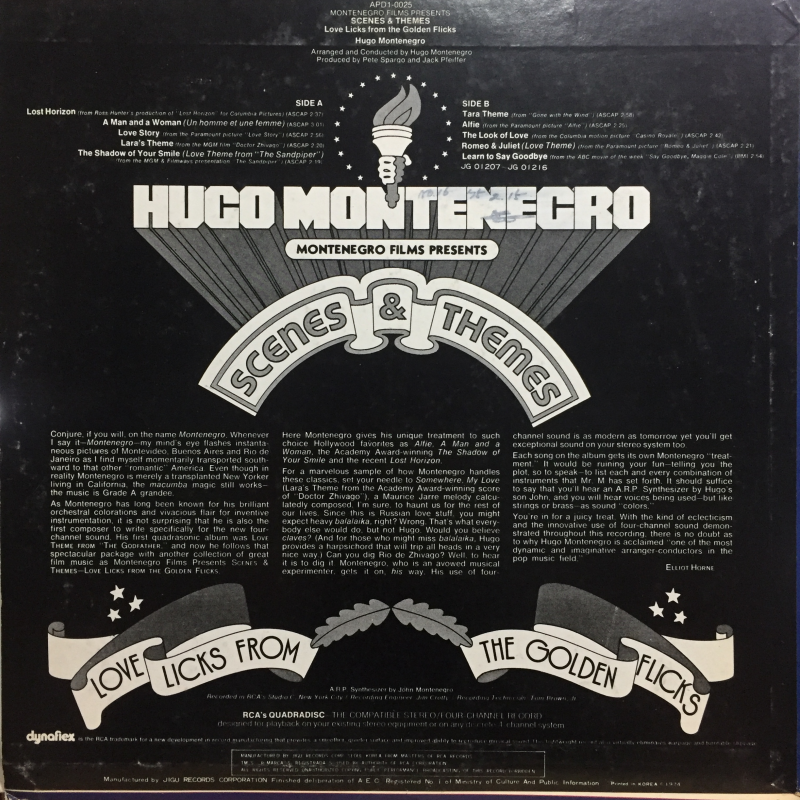 HUGO MONTENEGRO - LOVE LICKS FROM THE GOLDEN FLICKS