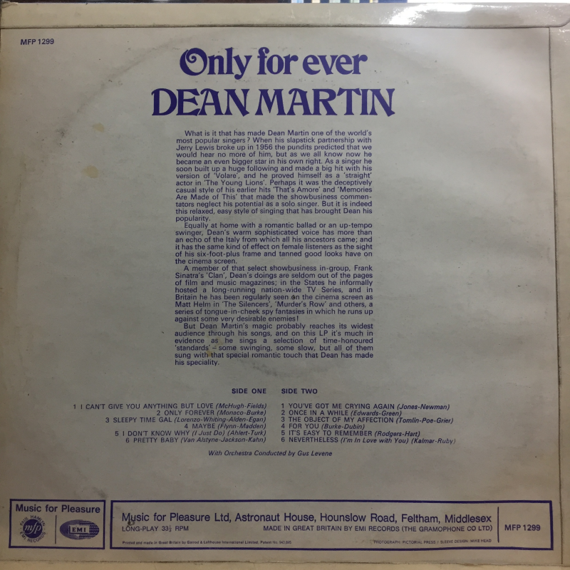 DEAN MARTIN - ONLY FOR EVER