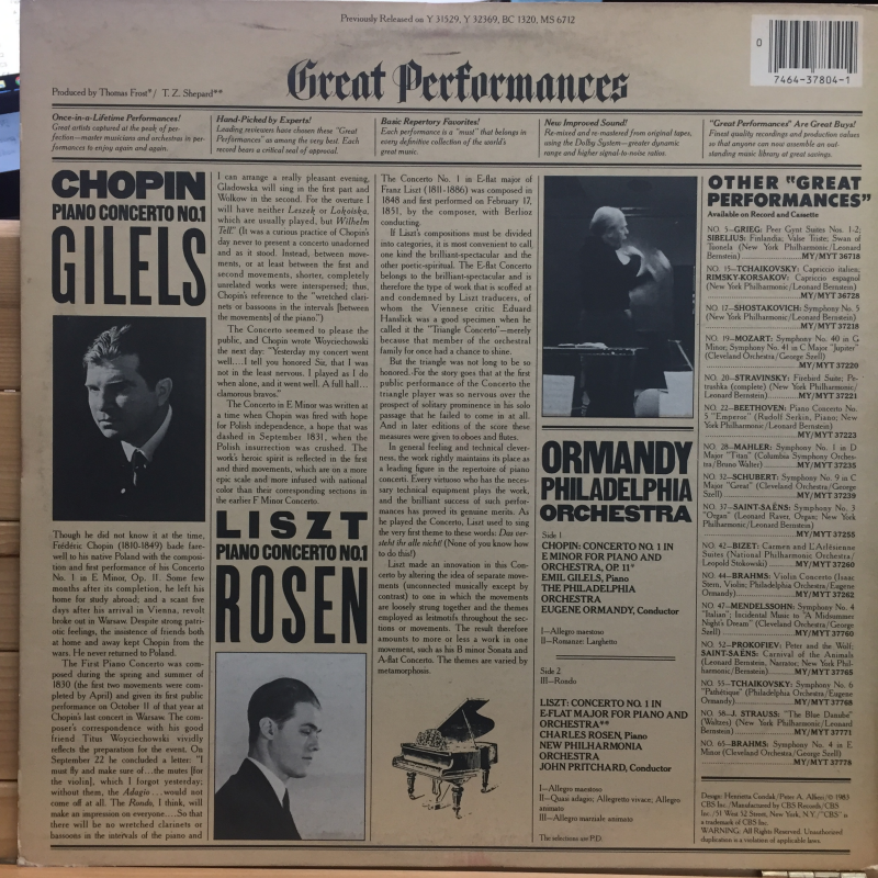 Great Performances - CRITICALLY ACCLAIMED RECORDINGS OF THE BASIC REPERTOIRE