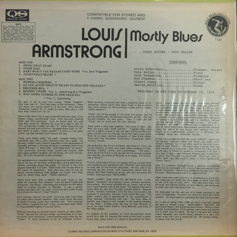 Louis Armstrong Mostly Blues