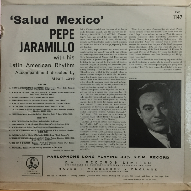Pepe Jaramillo With His Latin American Rhythm ‎– Salud Mexico