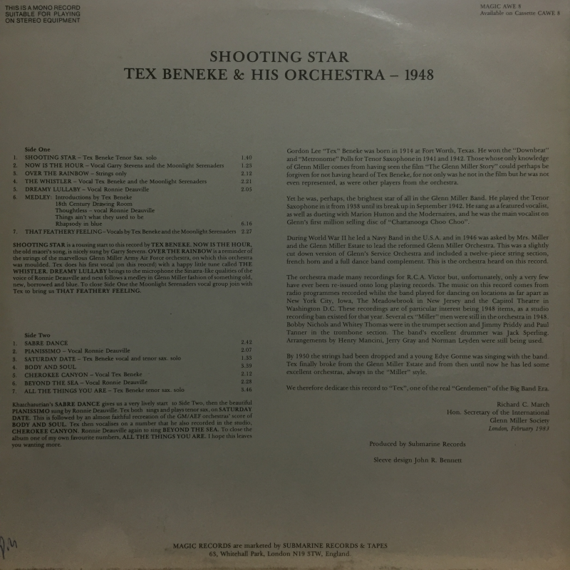 Tex Beneke And His Orchestra 1948 ‎– Shooting Star
