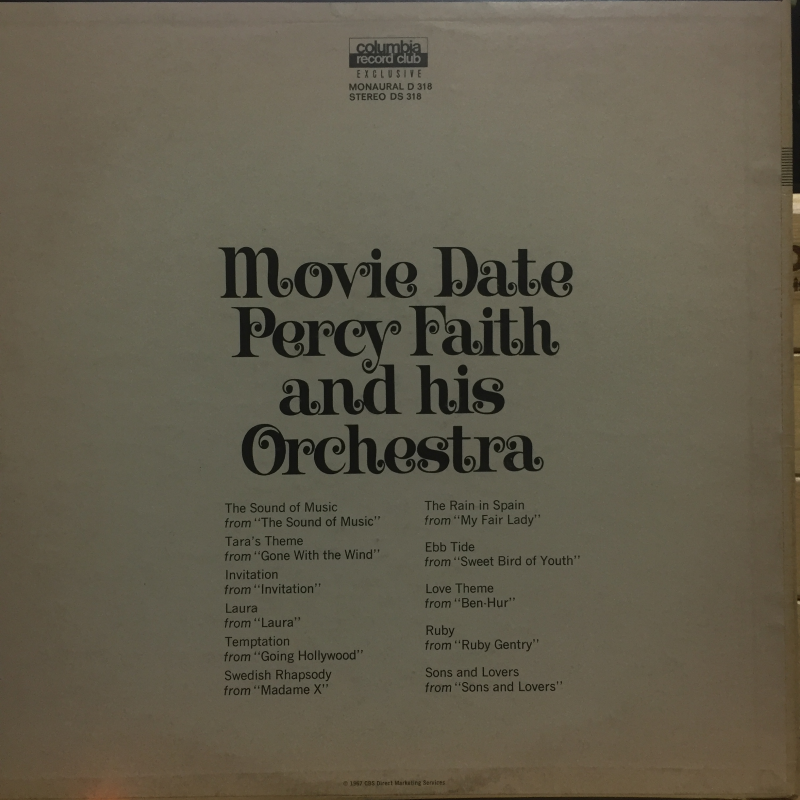 Percy Faith And His Orchestra ‎– Movie Date
