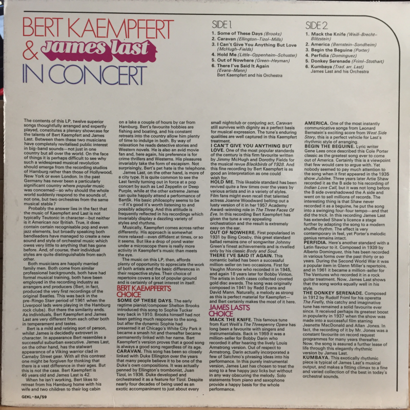 Bert Kaempfert, James Last ‎– Bert Kaemphert & James Last In Concert