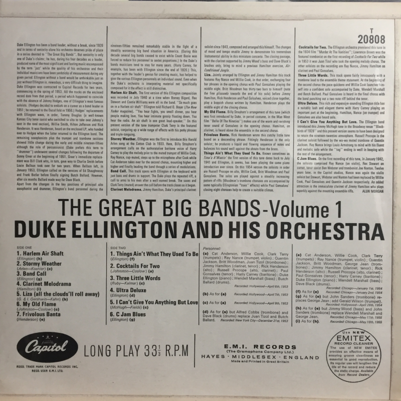 Duke Ellington And His Orchestra ‎– The Great Big Bands - Volume 1