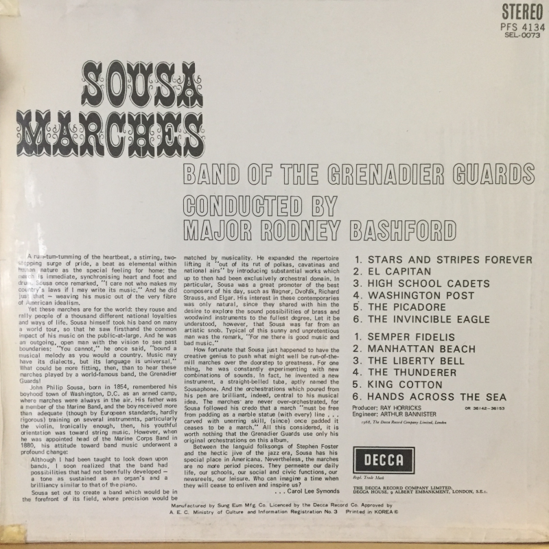 Band Of The Grenadier Guards ‎– Sousa Marches