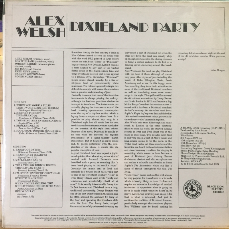 Alex Welsh & His Band ‎– Dixieland Party