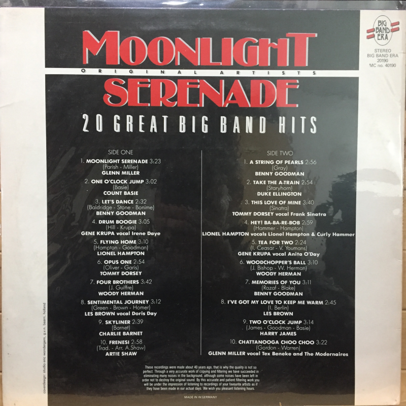 MOONLIGHT SERENADE 20 GREAT BIG BANK HITS