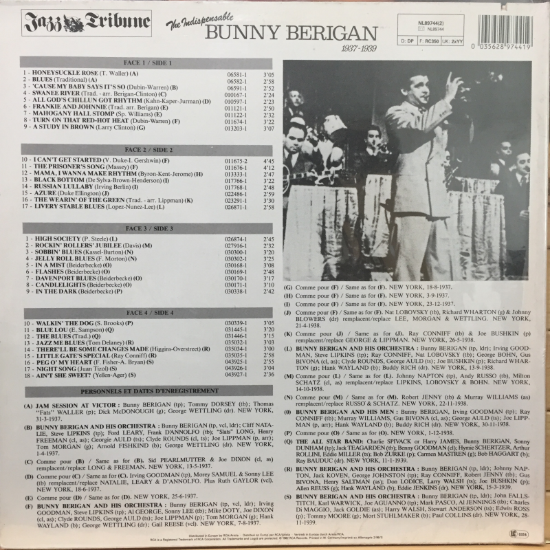 Bunny Berigan ‎– The Indispensable Bunny Berigan