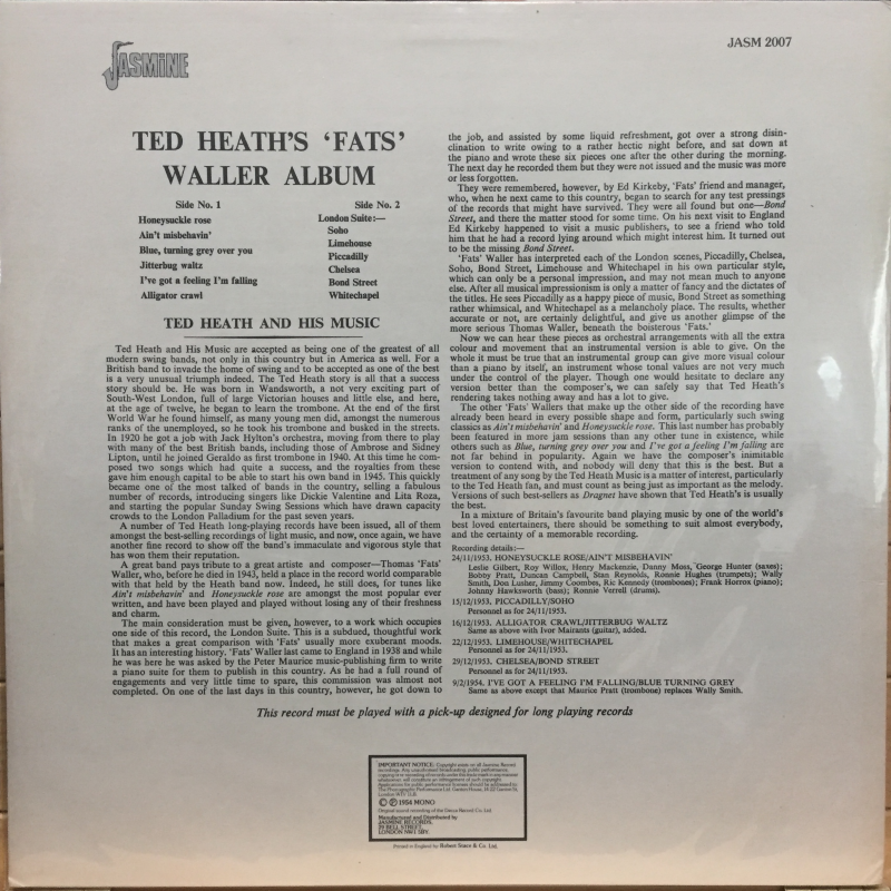 Ted Heath And His Music ‎– 'Fats' Waller Album