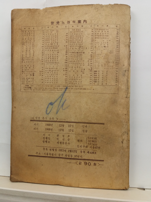행복의 노래(세광출판사, 1968초판)