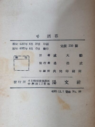 막심 고리키 [밤주막] 함대훈 역 1954 초판