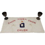 [126] 한국 춘천(Chun Korea Chon)과 부대마크, 척(Chuck)이 새겨있는 [천 보(褓)]와 주한 미 군사고문단(KMAG) 마크가 있는 [은 와인 잔] 2점 등 합 3점 일괄